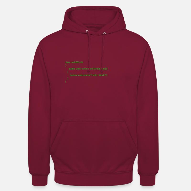 Java Hello World - Unisex Hoodie - bordeaux