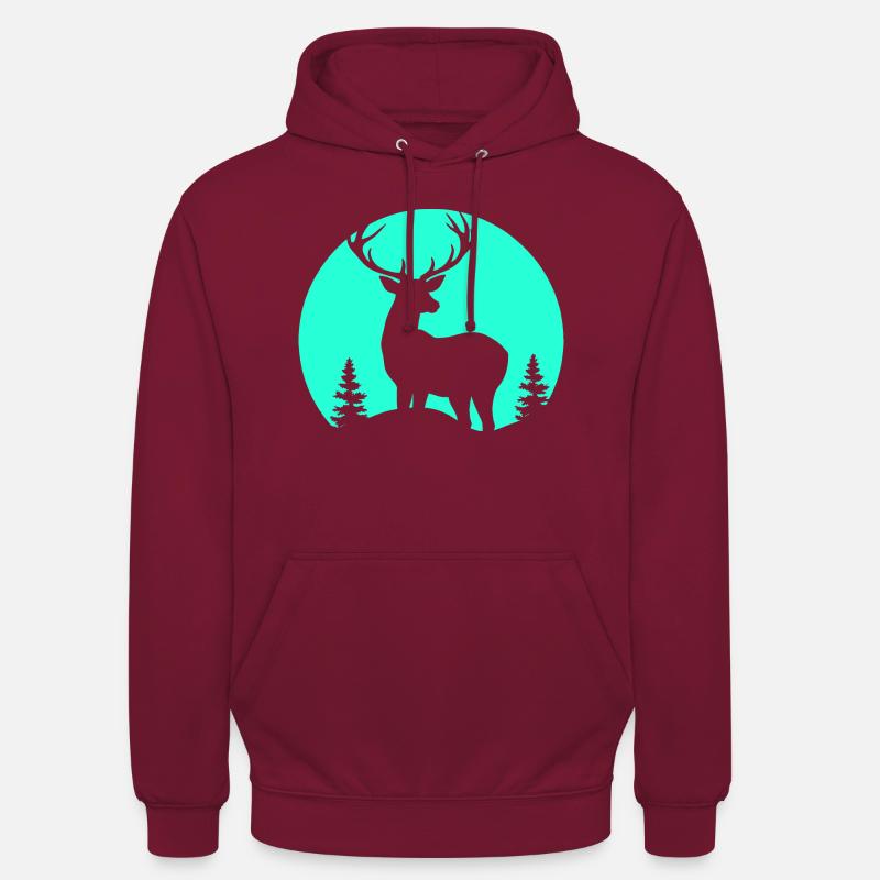 Cerf dans la lune - Sweat-shirt à capuche unisexe - bordeaux