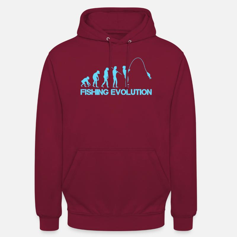 Évolution de la pêche 1 - Sweat-shirt à capuche unisexe - bordeaux