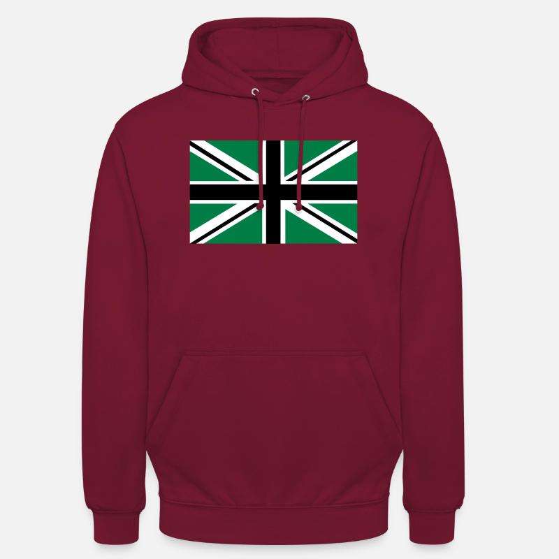 Union Jack | noir-blanc-vert | bannière | drapeau - Sweat-shirt à capuche unisexe - bordeaux