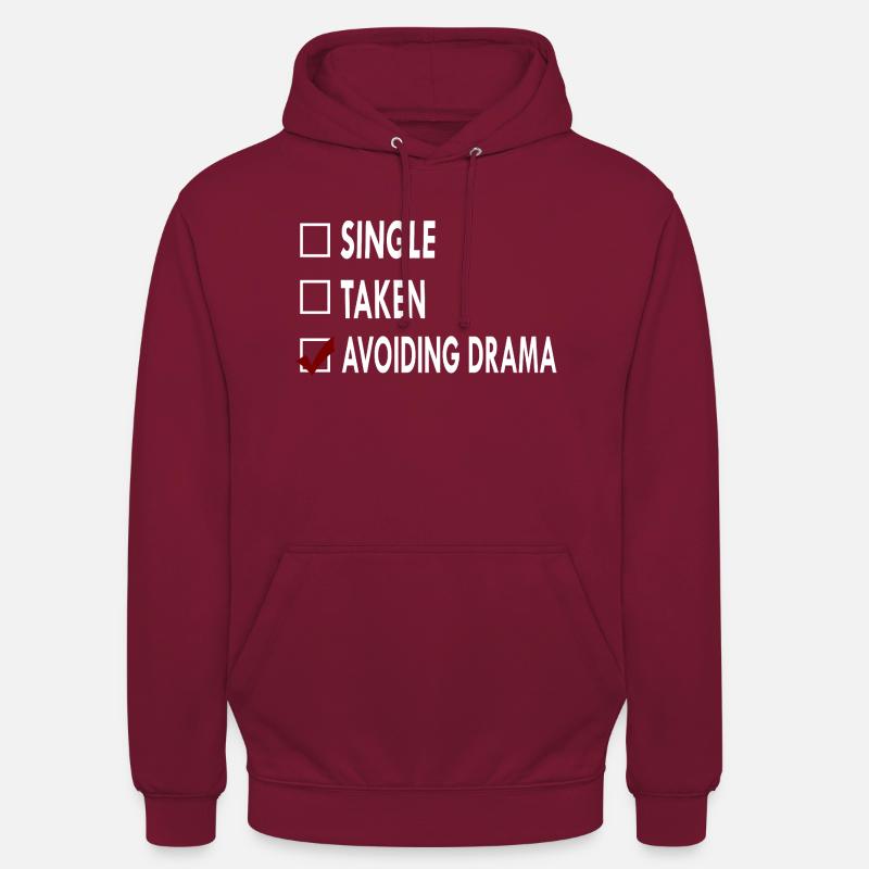 SINGLE AVOIDING DRAMA - Sweat-shirt à capuche unisexe - bordeaux