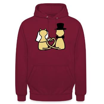 Katzen Hochzeit - Unisex Hoodie - Bordeaux - Vorne - Alina (178cm) & Michal (187cm)
