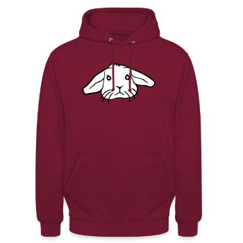 Hase Kaninchen Häschen Nagetier Kleintier niedlich - Unisex Hoodie - Bordeaux - Vorne - Alina (178cm) & Michal (187cm)