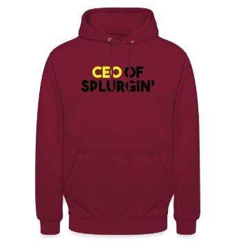 CEO OF SPLURGIN' - Unisex Hoodie - bordeaux - Front - Alina (178cm) & Michal (187cm)