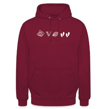 Annonce grossesse - Rebus - Je vais être papa - Sweat-shirt à capuche unisexe - bordeaux - Devant - Alina (178cm) & Michal (187cm)