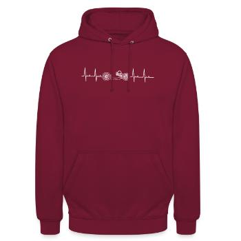 Kardiogramm Heartbeat Handbike - Unisex Hoodie - Bordeaux - Vorne - Alina (178cm) & Michal (187cm)