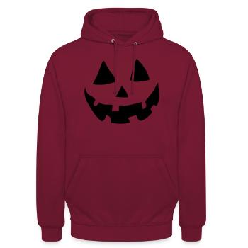 Kürbis-Gesicht für Halloween Liebhaber - Unisex Hoodie - Bordeaux - Vorne - Alina (178cm) & Michal (187cm)