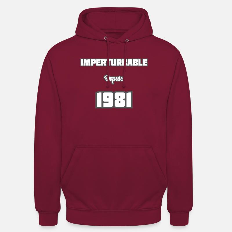Année de naissance / Birth year - 1981 - Sweat-shirt à capuche unisexe - bordeaux