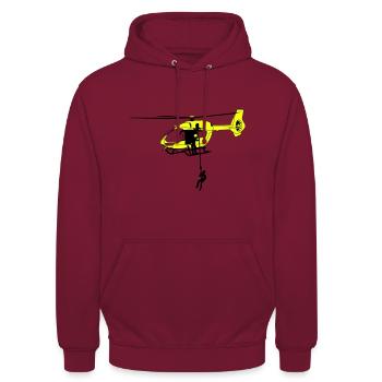 Hubschrauber Helikopter Helicopter Pilot Spotter - Unisex Hoodie - bordeaux - Front - Alina (178cm) & Michal (187cm)