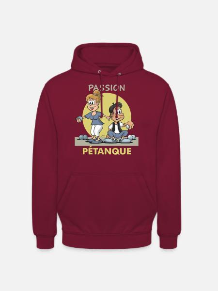 Cartoon Paar Passion Pétanque - Unisex Hoodie - Bordeaux