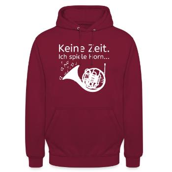 Keine Zeit. Ich spiele Horn... - Horn Spieler - Unisex Hoodie - Bordeaux - Vorne - Alina (178cm) & Michal (187cm)