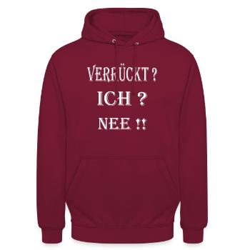 Lustiger Spruch für alle - Unisex Hoodie - Bordeaux - Vorne - Alina (178cm) & Michal (187cm)