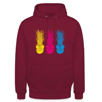 Pop Art Pinapples > Three Neon Colored Fruits - Unisex Hoodie - Bordeaux - Vorne - Alina (178cm) & Michal (187cm)