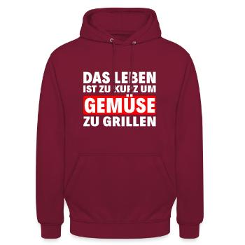Grillen - Gemüse - Unisex Hoodie - Bordeaux - Vorne - Alina (178cm) & Michal (187cm)