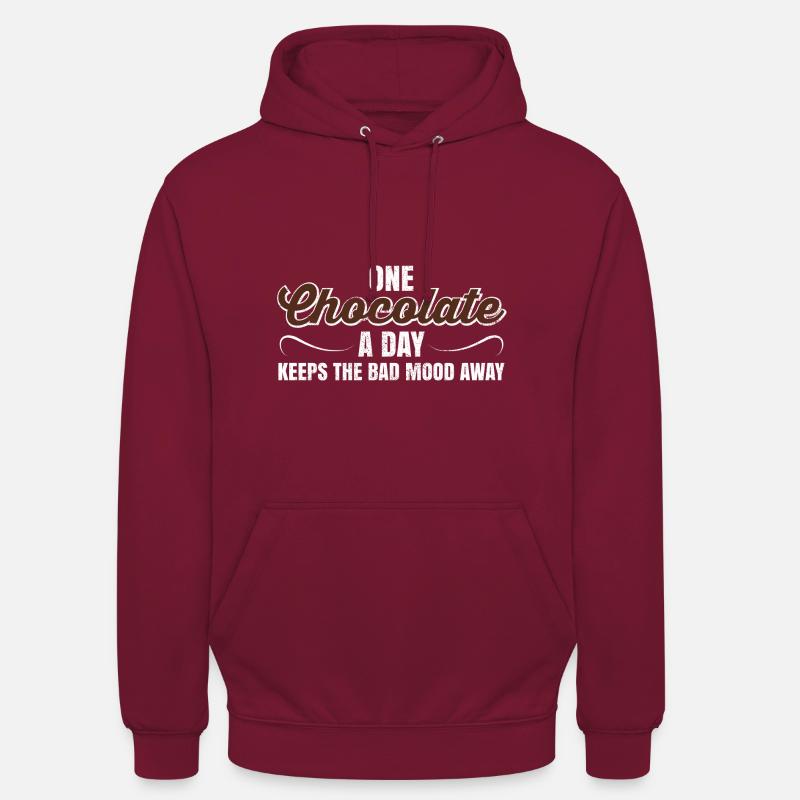 One Chocolate A Day Keeps Bad Mood Away Gift - Unisex Hoodie - bordeaux