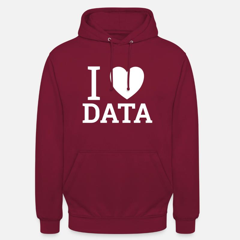 « Love Data » | Data Scientist - Sweat-shirt à capuche unisexe - bordeaux