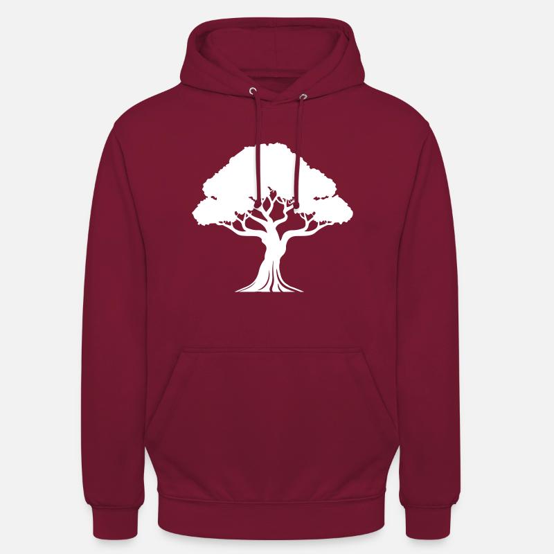 Silhouette de symbole d’arbre - Sweat-shirt à capuche unisexe - bordeaux