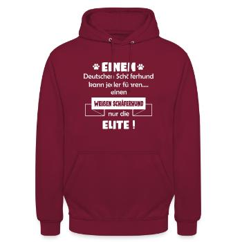 Weißer Schäferhund - Weißer Schäferhund - Unisex Hoodie - Bordeaux - Vorne - Alina (178cm) & Michal (187cm)