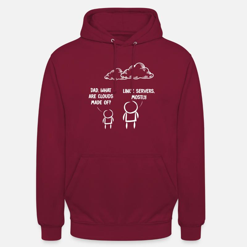 Computer IT Joke Funny Programmer Geek Linux - Felpa con cappuccio unisex - rosso bordeaux