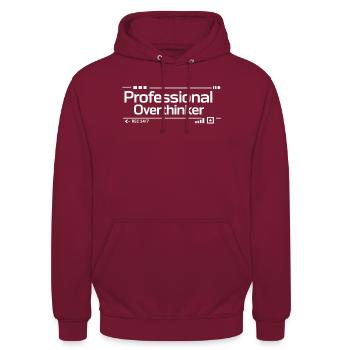 PROFESSIONAL OVERTHINKER Nerd - Unisex Hoodie - Bordeaux - Vorne - Alina (178cm) & Michal (187cm)