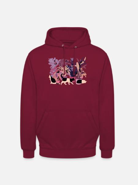 KATZEN UND PFLANZEN - Unisex Hoodie - Bordeaux