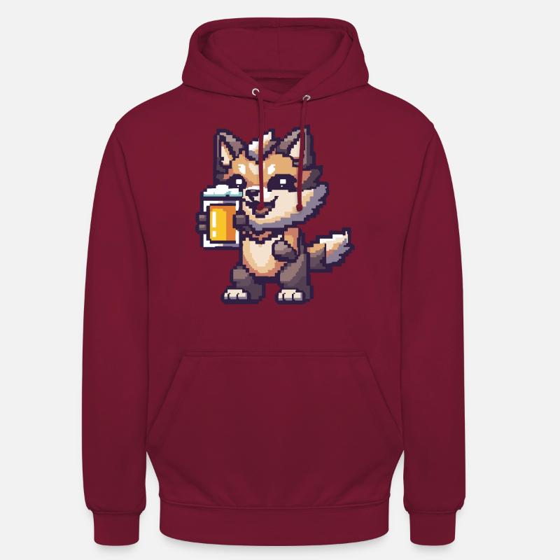 Bière Wolf Pixel - Sweat-shirt à capuche unisexe - bordeaux
