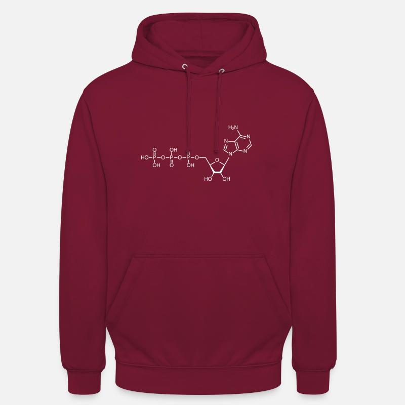 ATP - adénosine triphosphate - blanc - Sweat-shirt à capuche unisexe - bordeaux