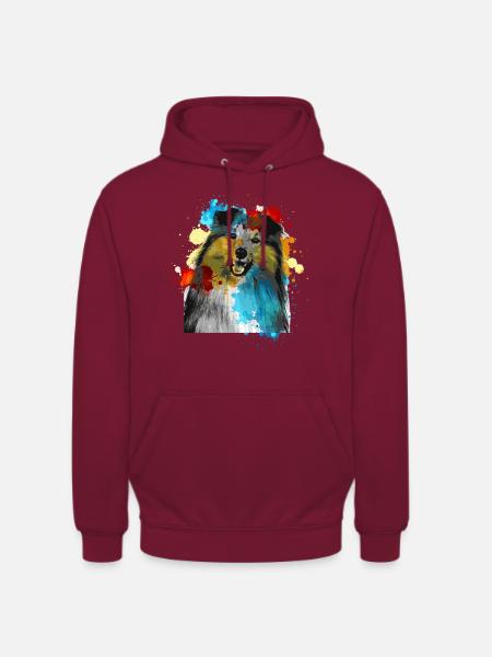 Sheltie Wasserfarben Bunt - Unisex Hoodie - Bordeaux
