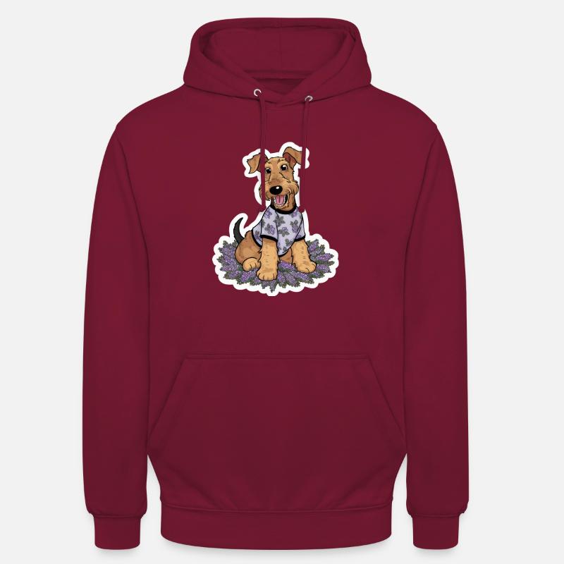Mignon Airedale Terrier avec lilas - Sweat-shirt à capuche unisexe - bordeaux