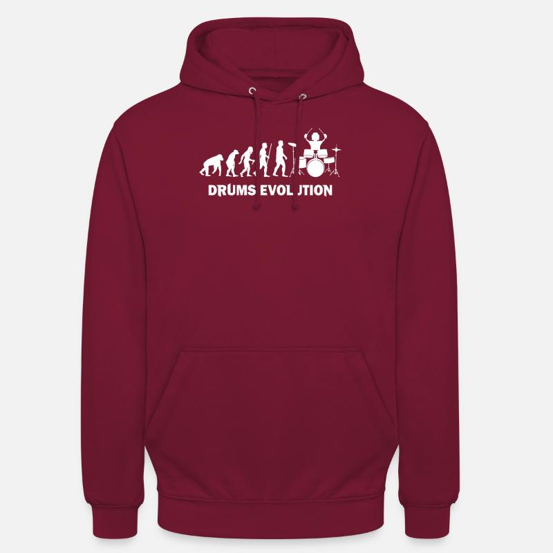 Evolution etnwicklung am Schlagzeuger - Sweat-shirt à capuche unisexe - bordeaux