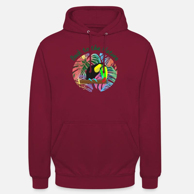 Toucan, oiseau exotique - Sweat-shirt à capuche unisexe - bordeaux