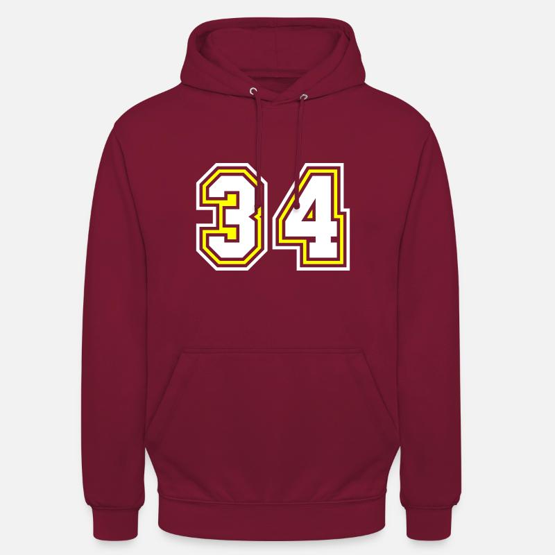 Symbole numérique 34 - Sweat-shirt à capuche unisexe - bordeaux