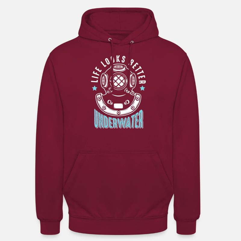 Plongée Plongée Apnée Plongée - Sweat-shirt à capuche unisexe - bordeaux