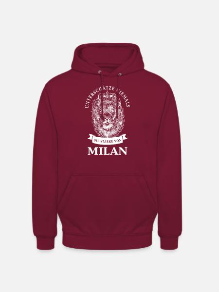 Milan Geschenk Name Löwe - Unisex Hoodie - Bordeaux