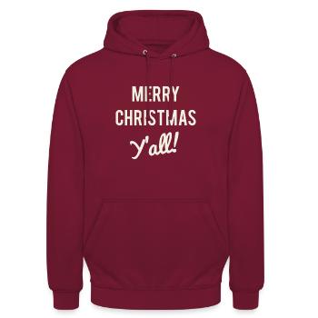 Frohe Weihnachten ihr alle - Unisex Hoodie - Bordeaux - Vorne - Alina (178cm) & Michal (187cm)