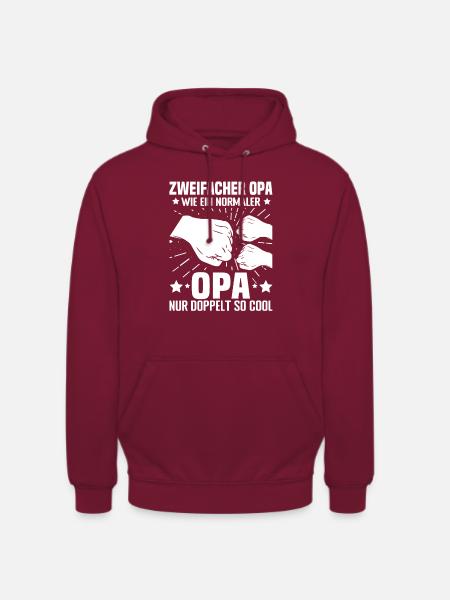 witzige Opa Enkel Sprüche Spruch zweifacher Opa - Unisex Hoodie - Bordeaux