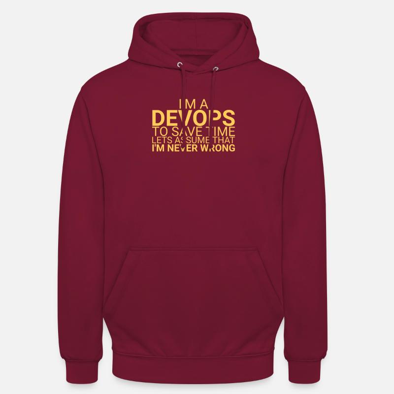 "DevOps Time | Software Development" - Unisex Hoodie - bordeaux