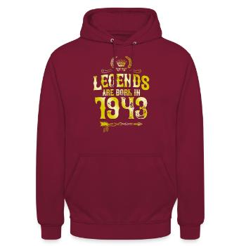 1943 legends born in - Unisex Hoodie - bordeaux - Front - Alina (178cm) & Michal (187cm)