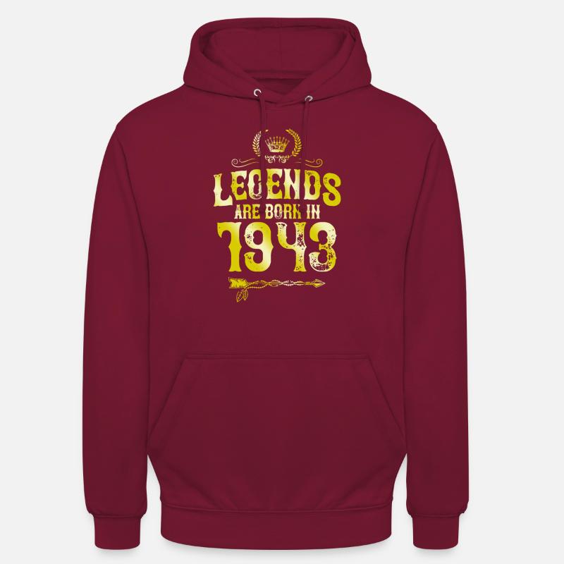 1943 legends born in - Unisex Hoodie - bordeaux