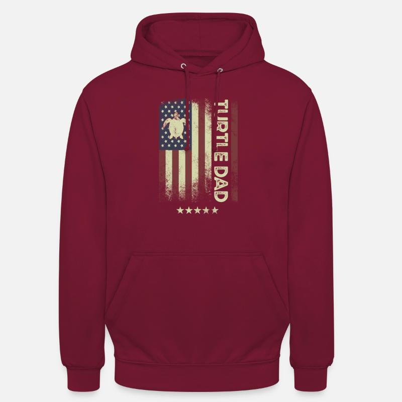Drapeau américain - Turtle Dad - Sweat-shirt à capuche unisexe - bordeaux