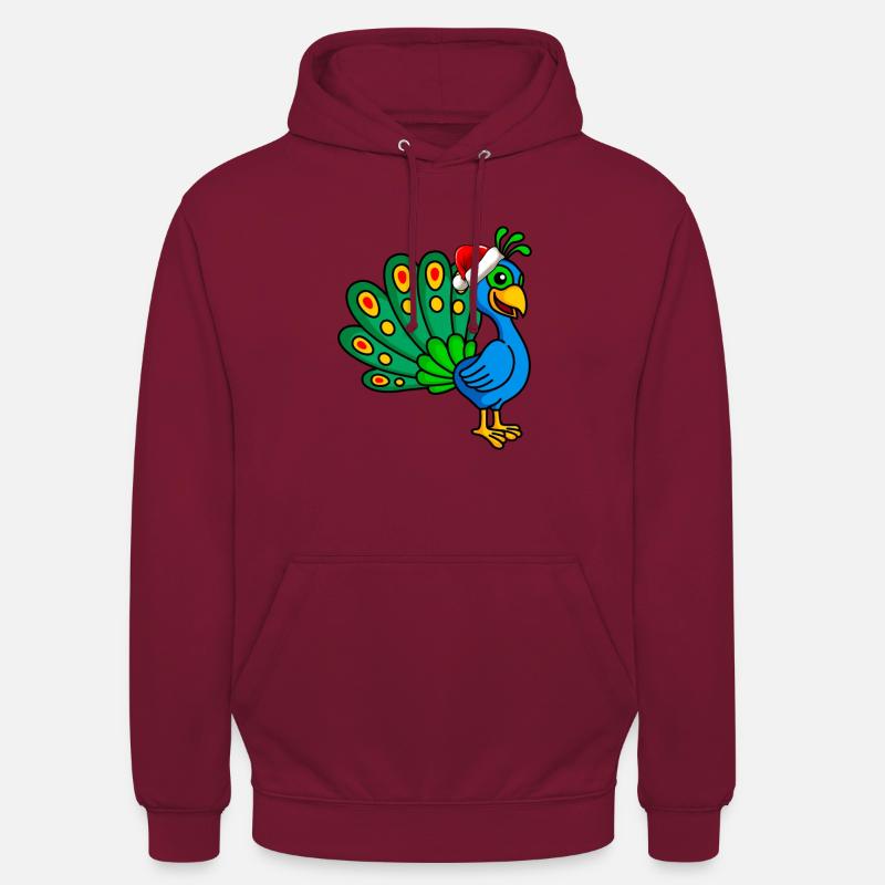 Peacock Comic Christmas - Sweat-shirt à capuche unisexe - bordeaux