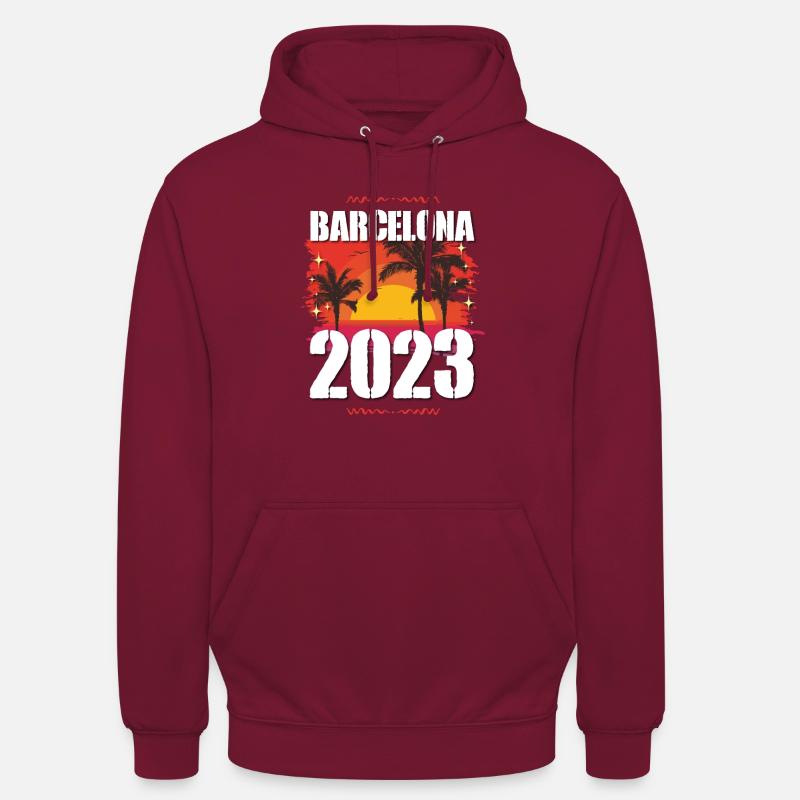 Barcelone 2023 - Sweat-shirt à capuche unisexe - bordeaux