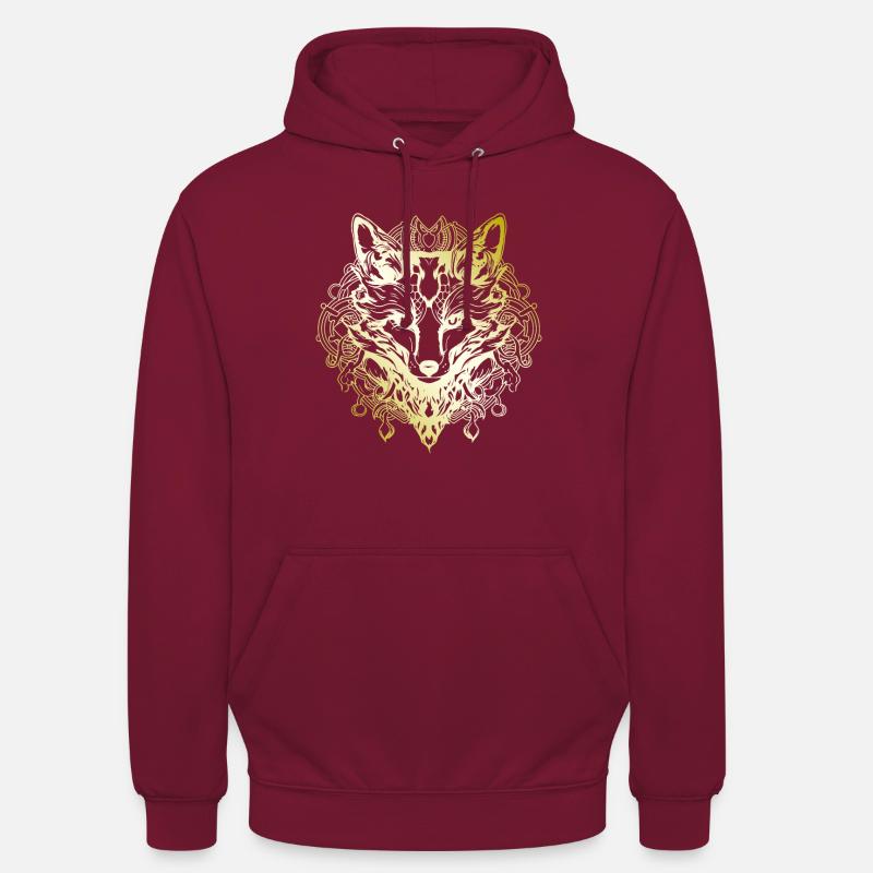 Fox Mandala oro - Felpa con cappuccio unisex - rosso bordeaux