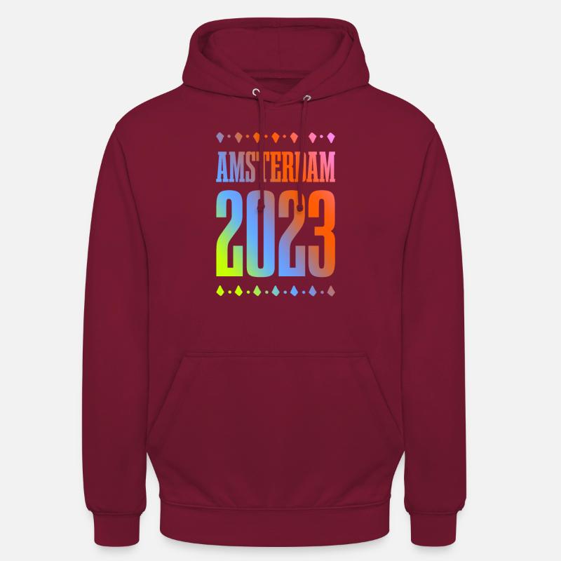 Amsterdam 2023 - Sweat-shirt à capuche unisexe - bordeaux