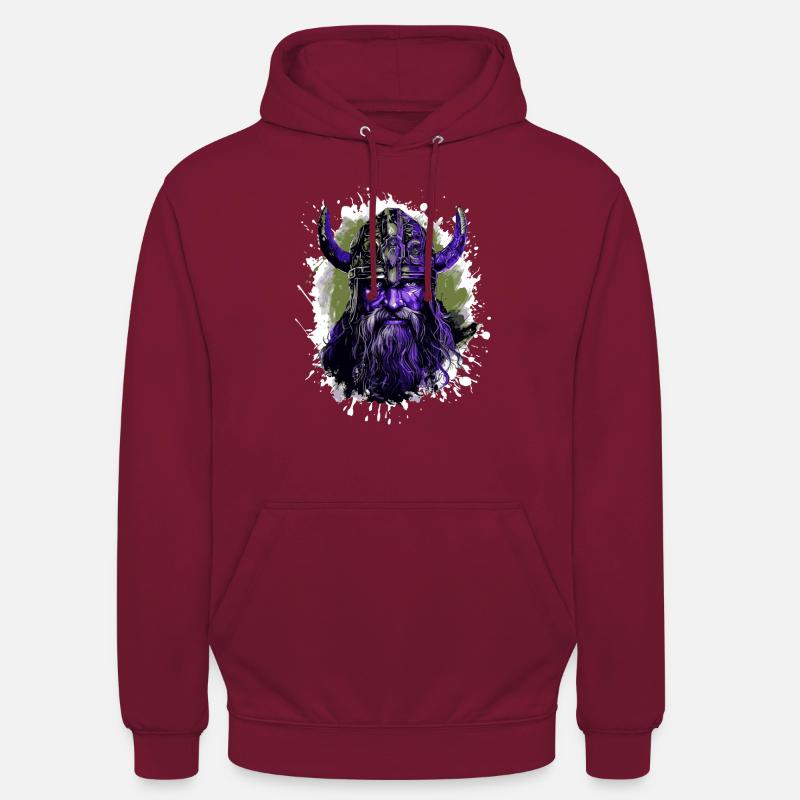 Wikinger Kopf Valhalla Krieger Bunt - Unisex Hoodie - Bordeaux