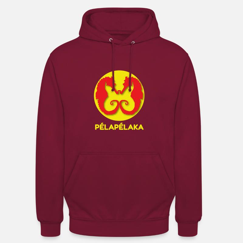 2HYPOCAMPILLON rouge et jaune - Sweat-shirt à capuche unisexe - bordeaux