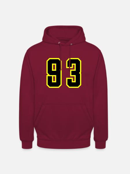 93 Number Jersey - Unisex Hoodie - bordeaux