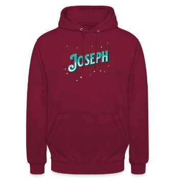 Noms Joseph personnalisés - Sweat-shirt à capuche unisexe - bordeaux - Devant - Alina (178cm) & Michal (187cm)