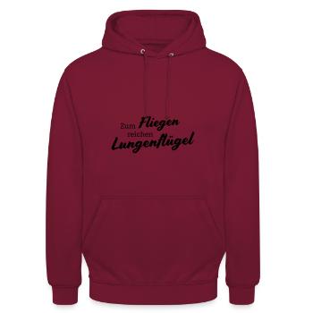 Zum Fliegen reichen Lungenflügel - Unisex Hoodie - Bordeaux - Vorne - Alina (178cm) & Michal (187cm)