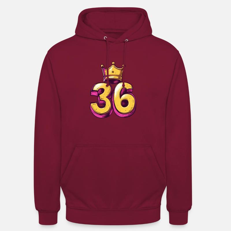 Couronne à 36 chiffres - Sweat-shirt à capuche unisexe - bordeaux